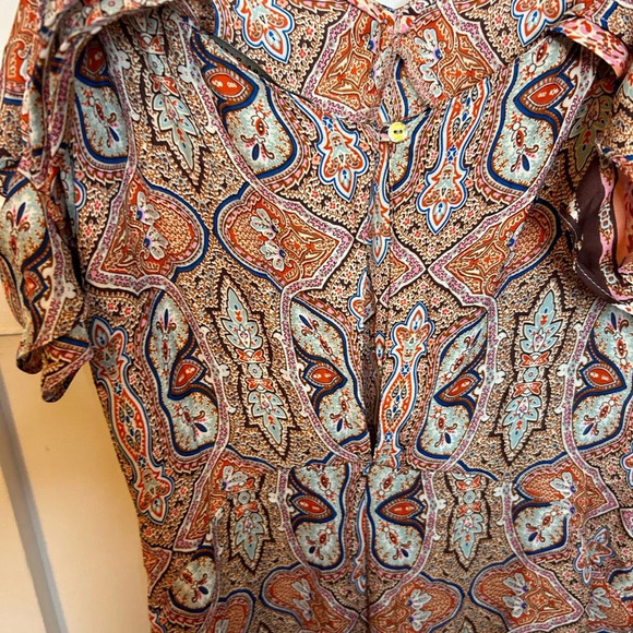 Zara Satin Paisley Cold Shoulder Midi Dress - Picture 8 of 8